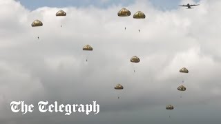 In full Armed Forces reenact parachute drop in Normandy  Dday [upl. by Akers489]