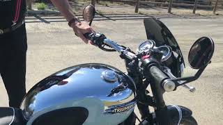 ￼New Triumph t120 Bonneville ride review chrome edition with Ohlins suspension and accessories [upl. by Willyt625]