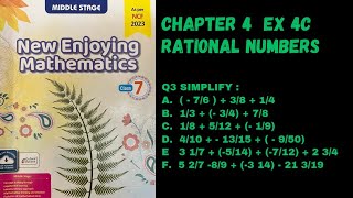 Chp 4 Rational Nos Ex 4C Q3 Simplify Class 7 Oxford New Enjoying Mathematics [upl. by Roinuj]