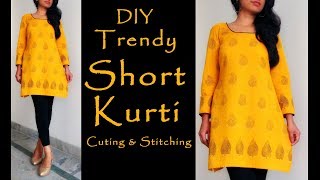 Trendy Short Kurti Cutting and Stitching  Sewing for Beginners [upl. by Eceined171]