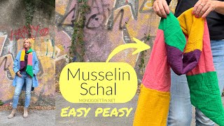 EASYPEASY ✂️ Schal aus Musselin nähen Nähen für Anfänger kostenlose Anleitung [upl. by Alejandrina]