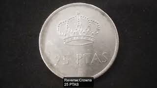 Spain 25 pesetas 1983Spain coins [upl. by Kleinstein]