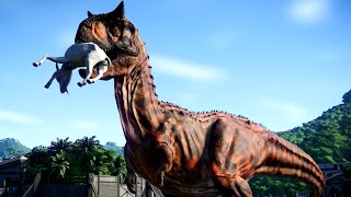 Dinosaurs hunting in Jurassic world evolution Carnotaurus vs indominus rex vs indoraptor fighting [upl. by Jennine443]