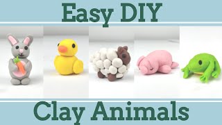 Easy Clay Animals for Beginners 2│5 in 1 Polymer Clay Tutorial [upl. by Reffineg]