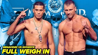 David Benavidez vs Oleksandr Gvozdyk Full Weigh in amp Face Off Video [upl. by Nosdrahcir]