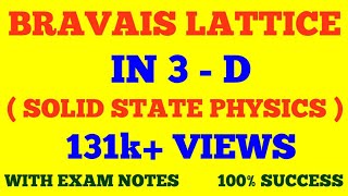 BRAVAIS LATTICE IN 3  D  BRAVAIS LATTICE  SOLID STATE PHYSICS  WITH EXAM NOTES [upl. by Tracay]