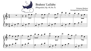 Brahms Lullaby Wiegenlied  Piano Solo  Sheet Music  Arr Felix Sun [upl. by Parry42]