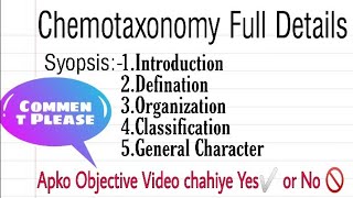 Chemotaxonomy Full Details Tyes of Chemotaxonomy Notes [upl. by Tine]