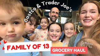 FAMILY OF 13  GROCERY HAUL 🍅🥑 NYC 🗽 COSTCO amp TRADER JOES [upl. by Aigroeg65]