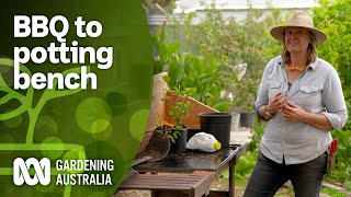 How to turn an old BBQ into a portable potting bench  DIY garden projects  Gardening Australia [upl. by Marl]