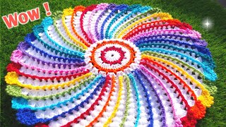 Lovely 🌈 Crochet Trendy Tablemat Tablecloth Doilly Thalposh  🌈 रंगीन थालपोश [upl. by Ecirted]