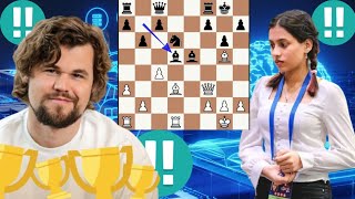 Chess Prodigy Divya Deshmukh vs Magnus Carlsen 2 [upl. by Atinev]