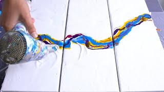 Acrylic pour triptych  Dutch Pour Technique in one go  MUST SEE [upl. by Okihcas]