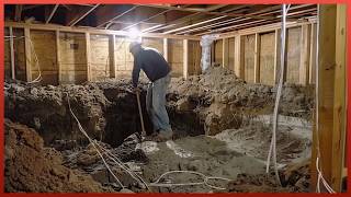 Digging Out 100 TONS of Soil in 5 Months to Build a Basement Under a House by GoldsConcrete [upl. by Acinom349]