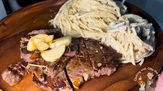 Creamy Truffle Pasta recipe  Ribeye steak [upl. by Job]