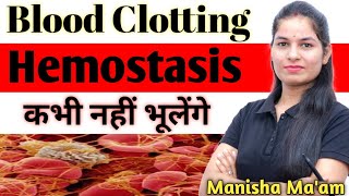 Hemostasis  Mechanism of Blood clotting  Hemostasis in hindi [upl. by Dorotea420]