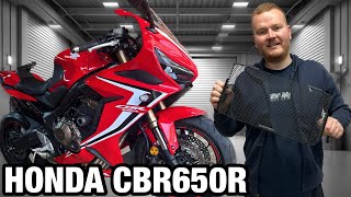 Fitting Evotech Radiator Guard To HONDA CBR650R [upl. by Duyne180]