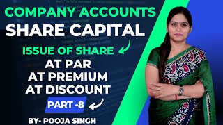 Issue Of Share  At Premium  At Discount  Journal Entry  Share Capital  Company Accounts  BBA [upl. by Nnuahs514]