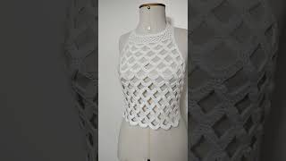 CROP TOP TEJIDO A CROCHET CON GRANNYS SQUARE Auder Crochet [upl. by Pallas]