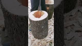 Amazing carving hollow wood with simple tool [upl. by Xed]