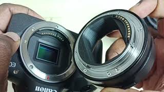 Canon EOS R50  How to Attach EFEOS R Mount Adapter  Connect EFEOS R Mount Adapter and EFS Lens [upl. by Horne]