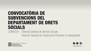 Convocatòria de Subvencions del Departament de Drets Socials CONVO24 DGSS i DGAPD [upl. by Aire]