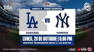 GRANDES LIGAS EN VIVO 28102024 DODGERS DE LOS ÁNGELES  YANKEES DE NUEVA YORK WS  J3 ⚾ [upl. by Anihpesoj859]