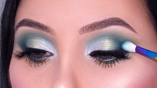 Turquoise Smokey Glam Eye Makeup Look Tutorial [upl. by Shana]