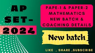 AP SET EXAM 2024 l online coaching l new batch apsetmathematics coaching [upl. by Aelem385]