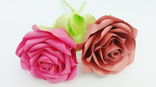 Handmade Paper Rose  Easy and Beautiful Paper Flower Rose Making  DIY Flowers [upl. by Purcell]