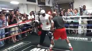 2012 Floyd Mayweather Jr vs Cotto media workout and 50 Cent Las Vegas [upl. by Jarietta]