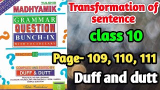 Transformation of sentence class 10  Duff and dutt question bunch page 109 110 111 [upl. by Sinnek]