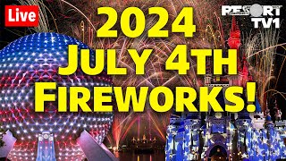 🔴Live July 4th Fireworks at Walt Disney World 2024  Multiple Shows  Live Stream [upl. by Nawuj]