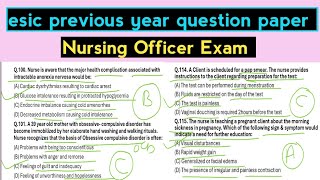 esic nursing officer previous year question paper  esic staff nurse exam [upl. by Artinek]