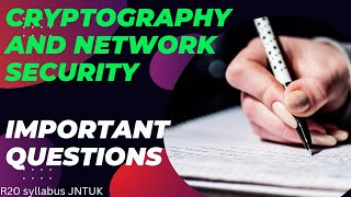 CNS Important Questions  Cryptography and Network Security  JNTUK R20 syllabus important [upl. by Marentic22]