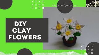 Diy clay flowersclay flowers makingair dry clay flowers [upl. by Aehcsrop]