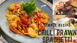 Chilli prawn pasta  easy cooking recipe spaghetti moonratix [upl. by Emmerich]