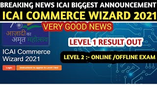 Breaking News  ICAI Announcement  ICAI COMMERCE WIZARD 2021 Result Date Out  Level2 offline Exam [upl. by Kerstin141]