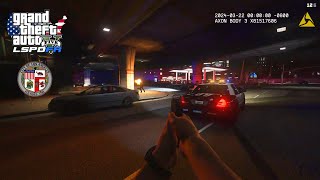 NO COMMENTARY GTA V LSPDFR  THE BIGGEST SHOOTOUT OF THE NIGHT IN DOWNTOWN  PANIC BUTTON  LAPD [upl. by Naima112]