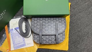 Goyard Belvedere Messenger Goyardine MM Gray Review [upl. by Lynette]