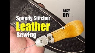 How to sew Leather with the Speedy Stitcher sewing Awl [upl. by Laehpar]