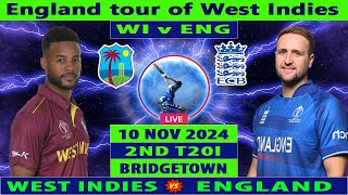 West Indies vs England  WI vs ENG  2nd T20 of England tour of West Indies 2024  Cricket Info Live [upl. by Valda]