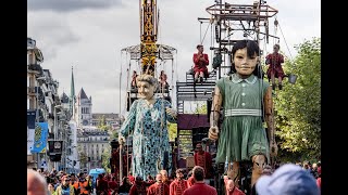 Giant puppets walk on Geneva streets La Saga des Géants Grand Mère Petite Gèante a Switzerland [upl. by Ytak381]