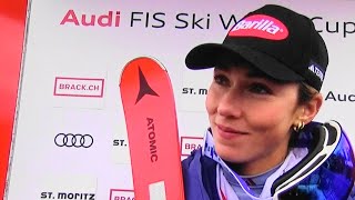 Mikaela SHIFFRIN  Interview  Womens Downhill  Award Ceremony  St Moritz SUI  2023 [upl. by Aivato]