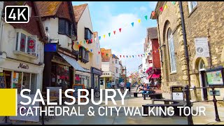 Walking in Salisbury England  Town and Cathedral 4K 60fps UHD [upl. by Riorsson]