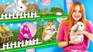 Construindo uma Casa de 2 Andares para Hamster e Coelhinho Quarto Secreto para Animais de Estimação [upl. by Knowlton92]