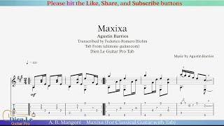 A B Mangoré  Maxixa For Classical Guitar with Tab [upl. by Roselin]