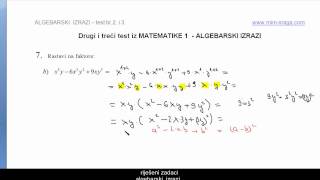 7 b zadatak  pismeni ispit  rastavljanje na faktore algebarskih izraza [upl. by Theressa]