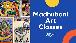 MADHUBANI Art CLASS 1 for BEGINNERS [upl. by Ellevel]