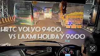 Race 😮 HRTC Volvo 9400 Bus vs Laxmi Holiday Volvo 9600  Delhi to Manali Bus [upl. by Sotos]